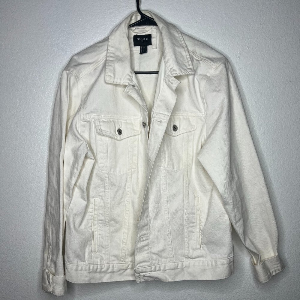 Forever 21 White Denim Jacket